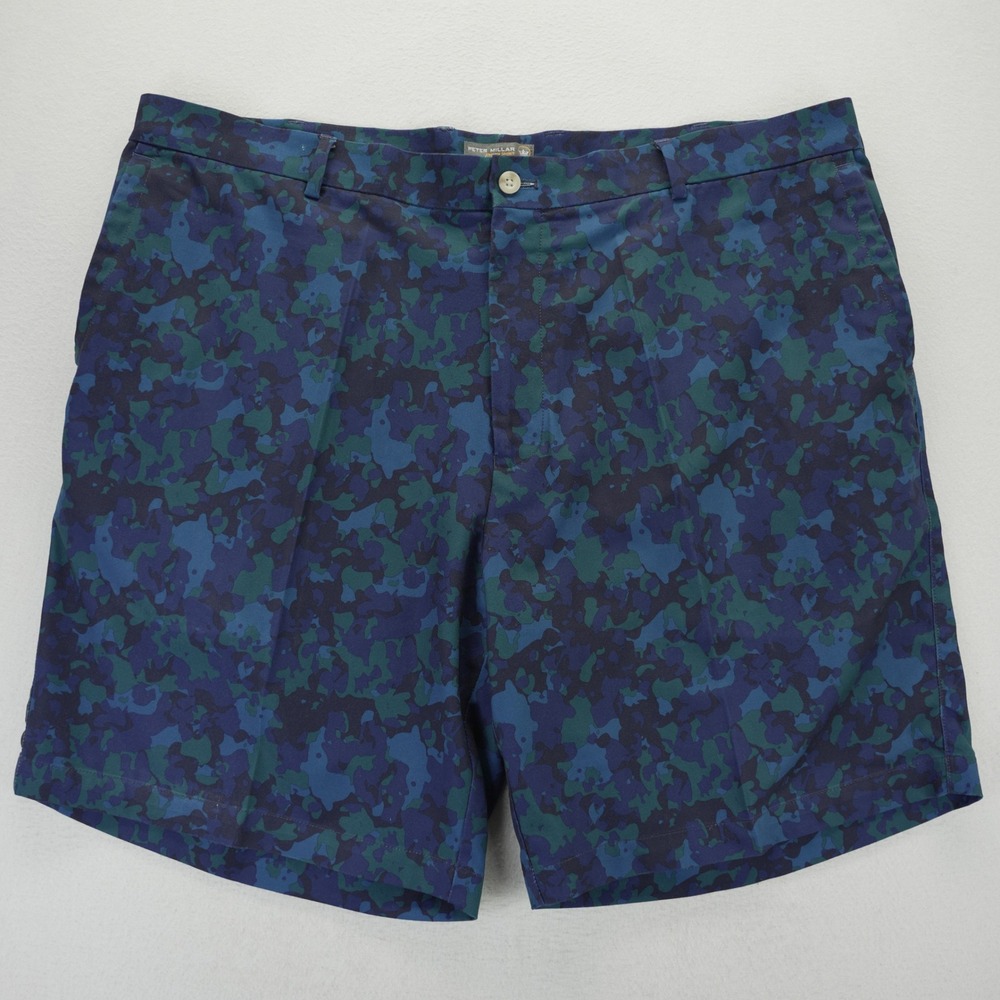 Peter Millar Crown Sport Mens Blue Green Camo Golf Shorts MS18EB85 40